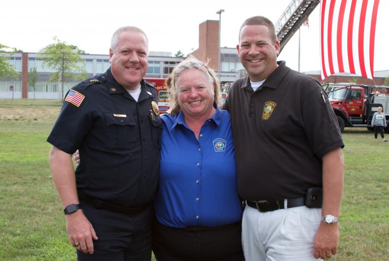 Tri-town police chiefs Paul Magee of Rochester, Mary Lyons of Mattapoisett and Lincoln Miller of Marion. BY GEORGIA SPARLING